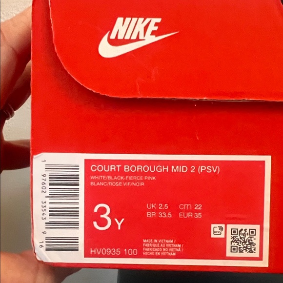 Nike Kids Court Borough Mid Sneakers - Pink, Black, and White - Picture 7 of 7